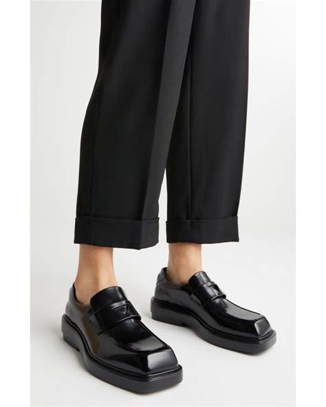 prada leather covered snaps|prada platform penny loafers.